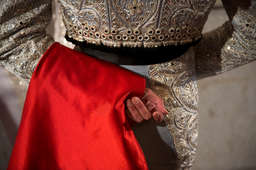 At Las Ventas, shortly before the evening of bullfighting was to start during the festival of San Isidro, a banderillero stood in the tunnel with a muleta in his hand waiting for the paseillo